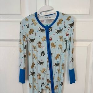 EUC Angel Dear Convertible 2-way Zipper Romper, 18-24 months, blue dogs.